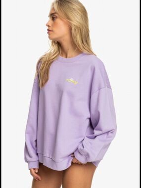 Roxy x Kate Bosworth Lavender Purple Crewneck Sweatshirt Cotton Size Medium